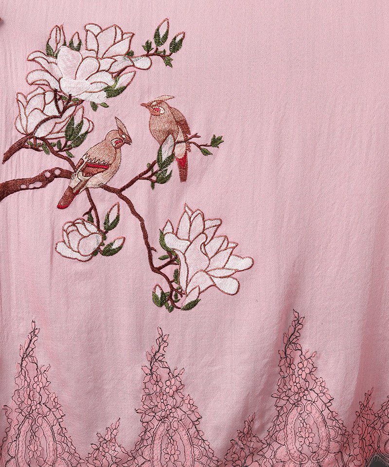 Thistle Pink Bird Pashmina-Cashmere Stole