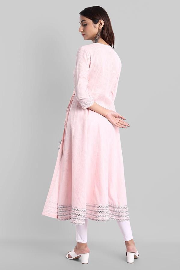 Pink Gota Angarkha Kurta Leggings Set