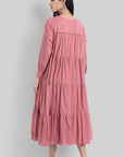 Pink Mul Cotton Graduated Long Dress