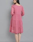 Pale Violet Red Pink Mul Cotton Graduated Short Dress