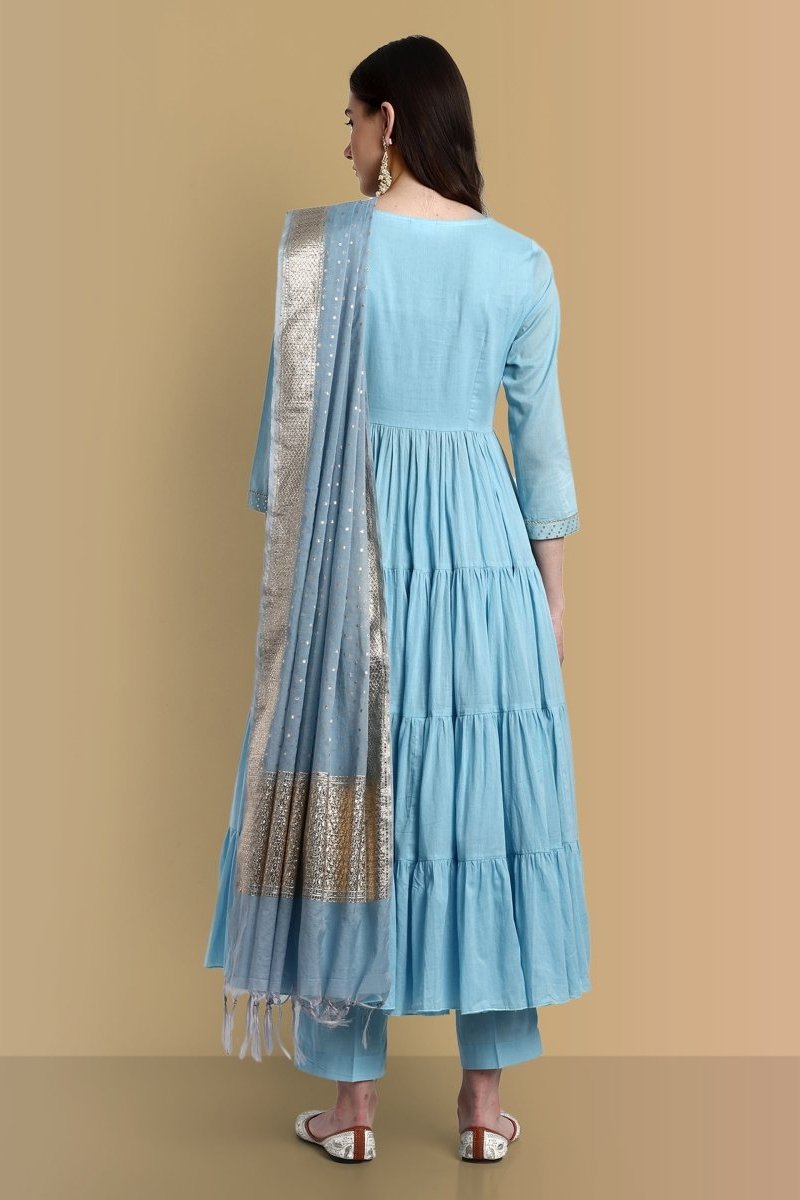 Powder Blue Graduated Anarkali - Set of 3