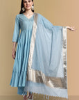 Powder Blue Graduated Anarkali - Set of 3