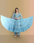 Powder Blue Graduated Anarkali - Set of 3