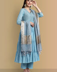 Powder Blue Graduated Anarkali - Set of 3