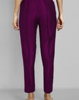 Purple Cotton Silk Pants with Pockets