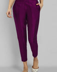 Purple Cotton Silk Pants with Pockets