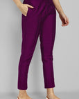 Purple Cotton Silk Pants with Pockets