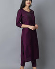 Black Purple Silk Sonapani Kurta Pants Set