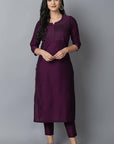 Black Purple Silk Sonapani Kurta Pants Set