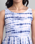 Shibori Print Sleeveless Pleated Dress