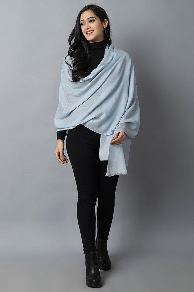 Gray Sky Blue Cashmere-Pashmina Stole