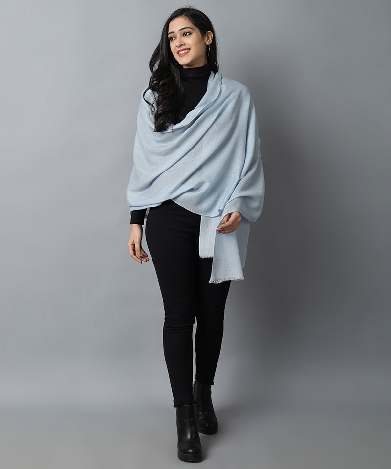 Gray Sky Blue Cashmere-Pashmina Stole