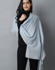 Dark Gray Sky Blue Cashmere-Pashmina Stole