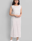 Light Gray Sleeveless Striped Cotton Long Dress