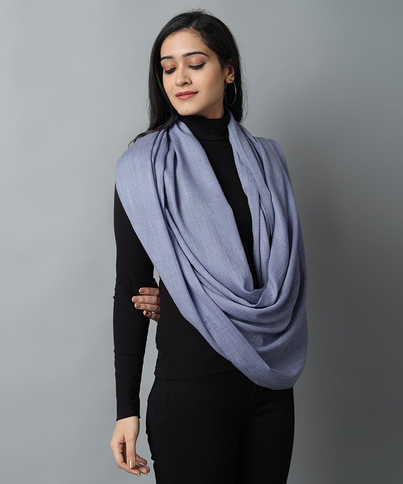 Dark Gray Stone Blue Cashmere-Pashmina Stole