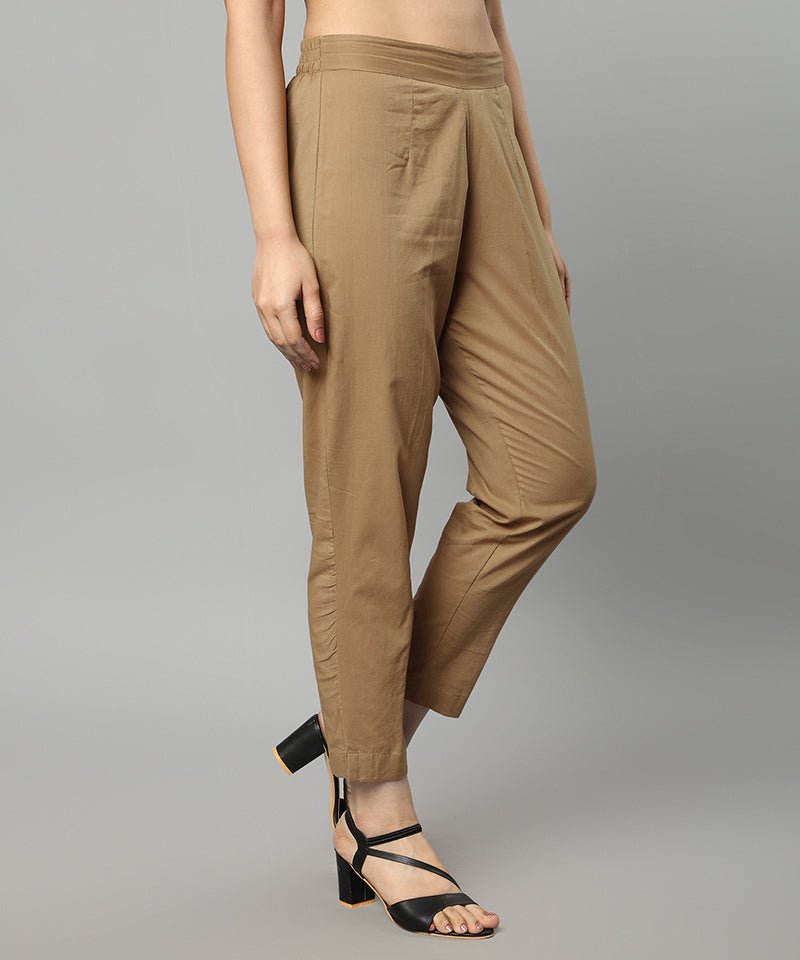 Dim Gray Straight Fit Camel Drainpipe Pants