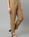 Dim Gray Straight Fit Camel Drainpipe Pants