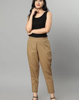 Rosy Brown Straight Fit Camel Drainpipe Pants