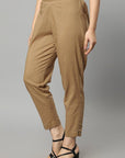 Dark Khaki Straight Fit Camel Drainpipe Pants