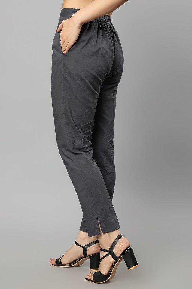 Dark Slate Gray Straight Fit Charcoal Drainpine Pants