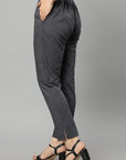 Dark Slate Gray Straight Fit Charcoal Drainpine Pants