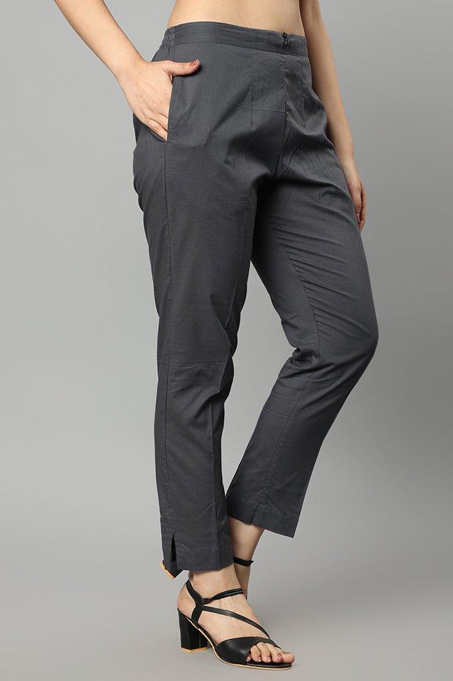 Dark Slate Gray Straight Fit Charcoal Drainpine Pants