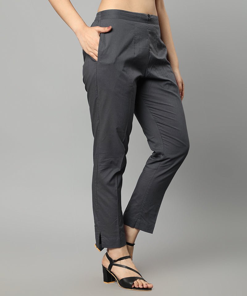 Dark Slate Gray Straight Fit Charcoal Drainpine Pants