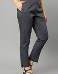 Dark Slate Gray Straight Fit Charcoal Drainpine Pants