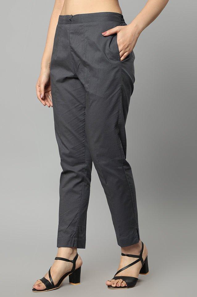 Dark Slate Gray Straight Fit Charcoal Drainpine Pants