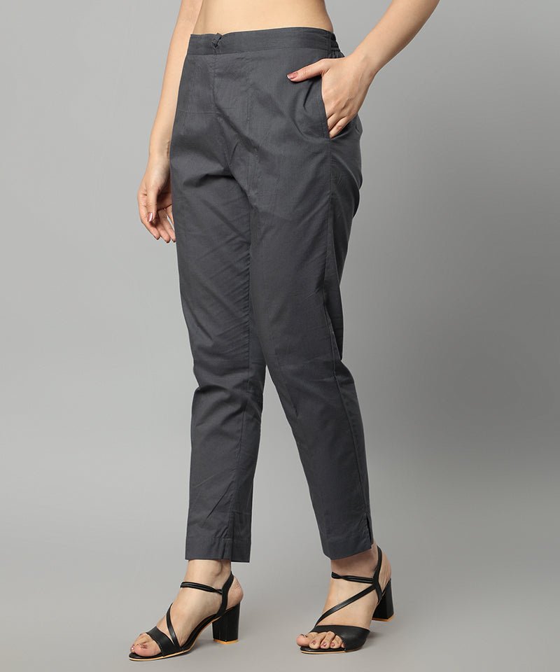 Dark Slate Gray Straight Fit Charcoal Drainpine Pants