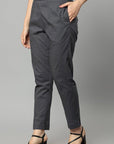 Dark Slate Gray Straight Fit Charcoal Drainpine Pants