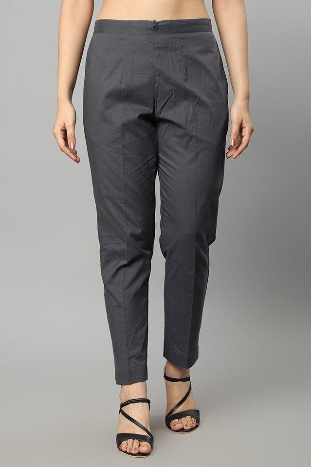 Dark Slate Gray Straight Fit Charcoal Drainpine Pants