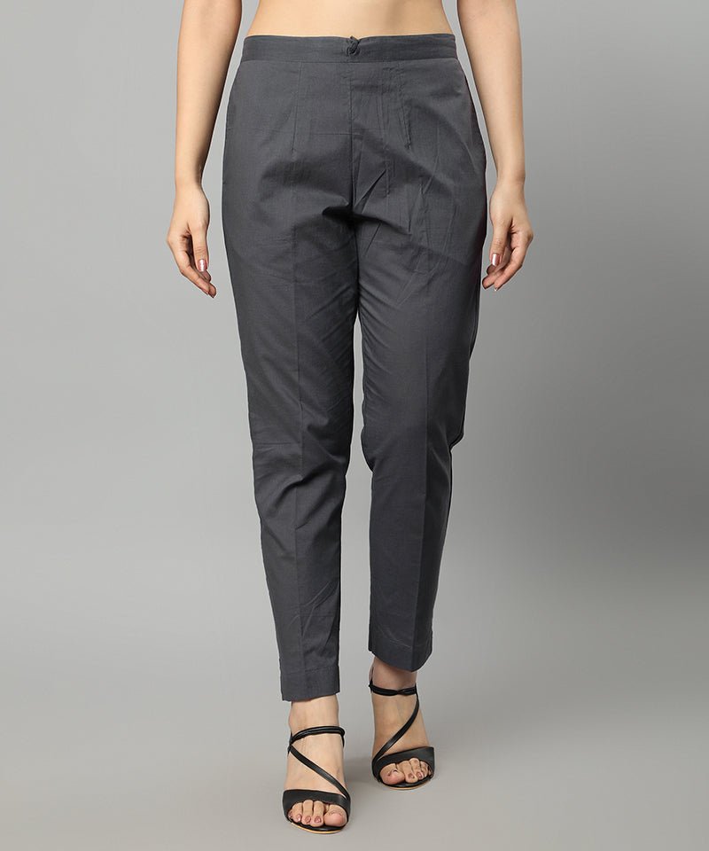 Dark Slate Gray Straight Fit Charcoal Drainpine Pants