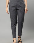 Dark Slate Gray Straight Fit Charcoal Drainpine Pants