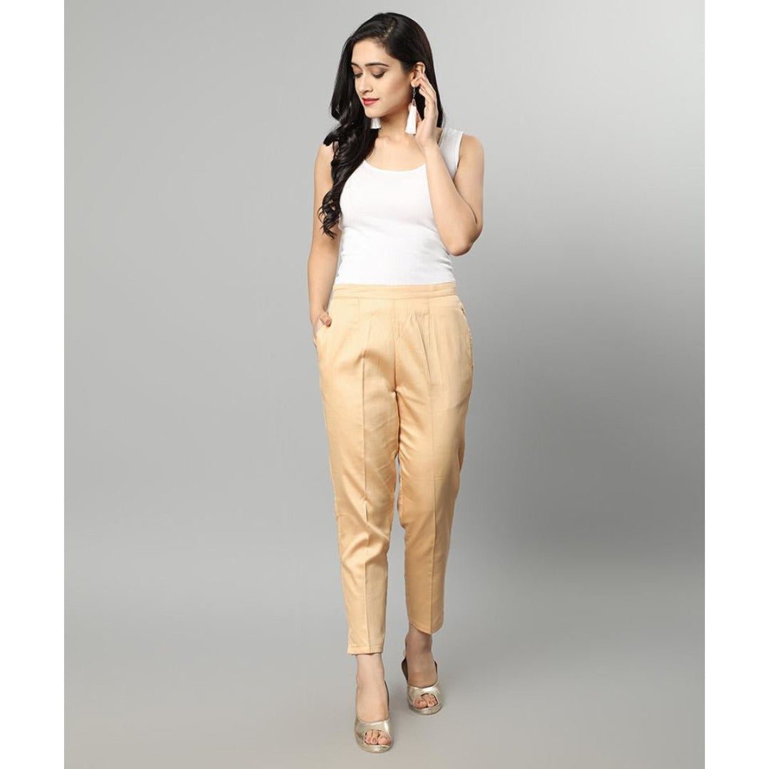 Wheat Straight Fit Beige Drainpipe Pants