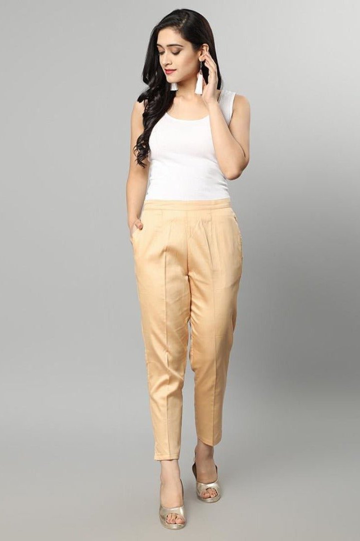 Wheat Straight Fit Beige Drainpipe Pants