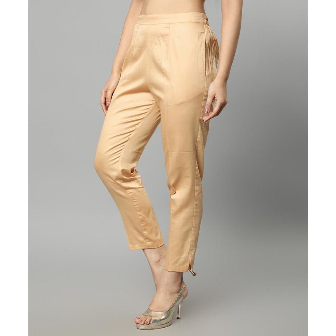 Dark Khaki Straight Fit Beige Drainpipe Pants