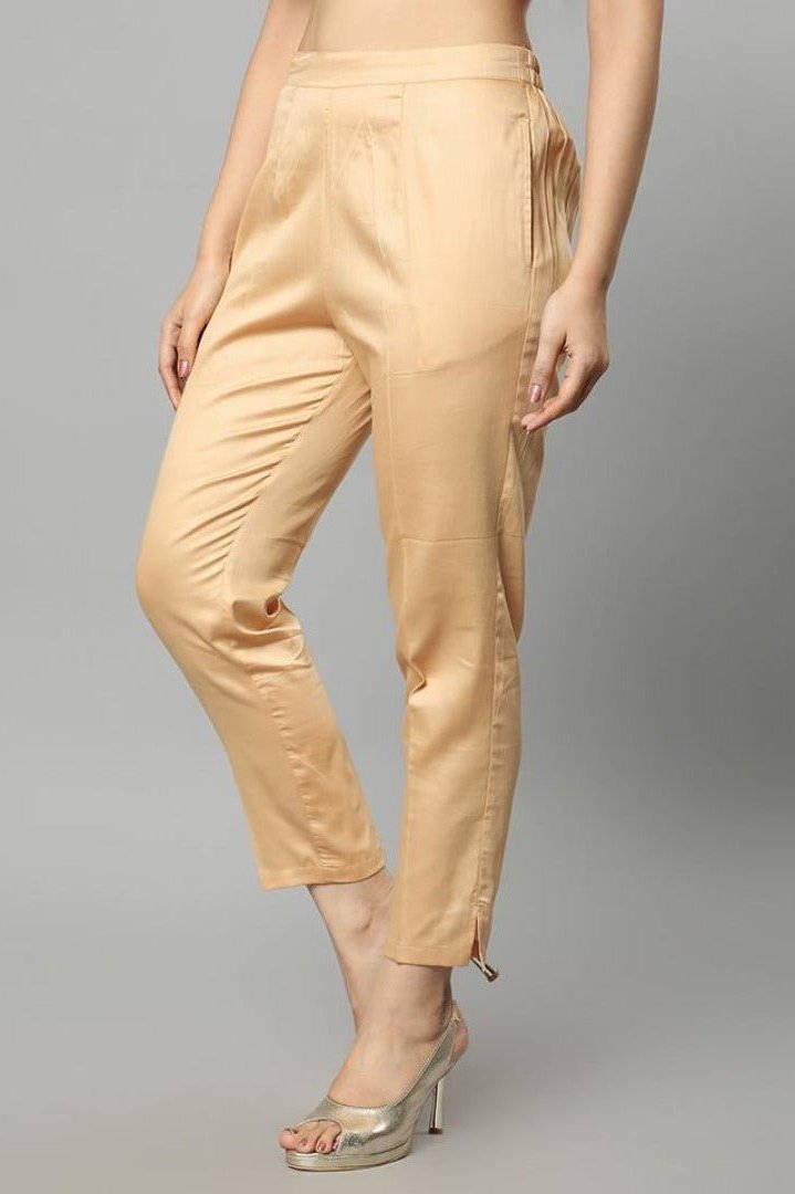 Dark Khaki Straight Fit Beige Drainpipe Pants