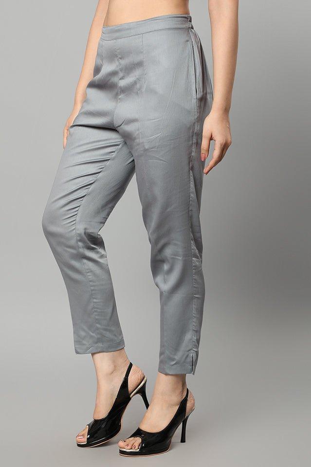 Slate Gray Straight Fit Gray Drainpipe Pants