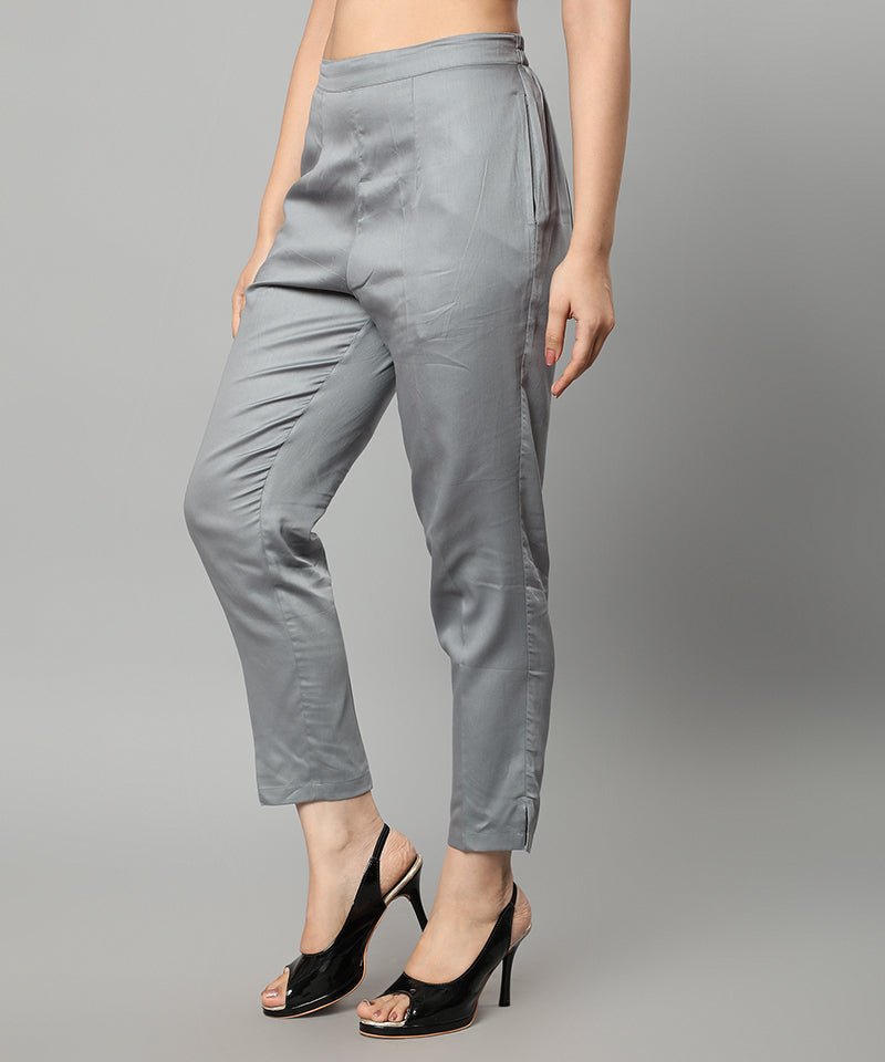 Slate Gray Straight Fit Gray Drainpipe Pants