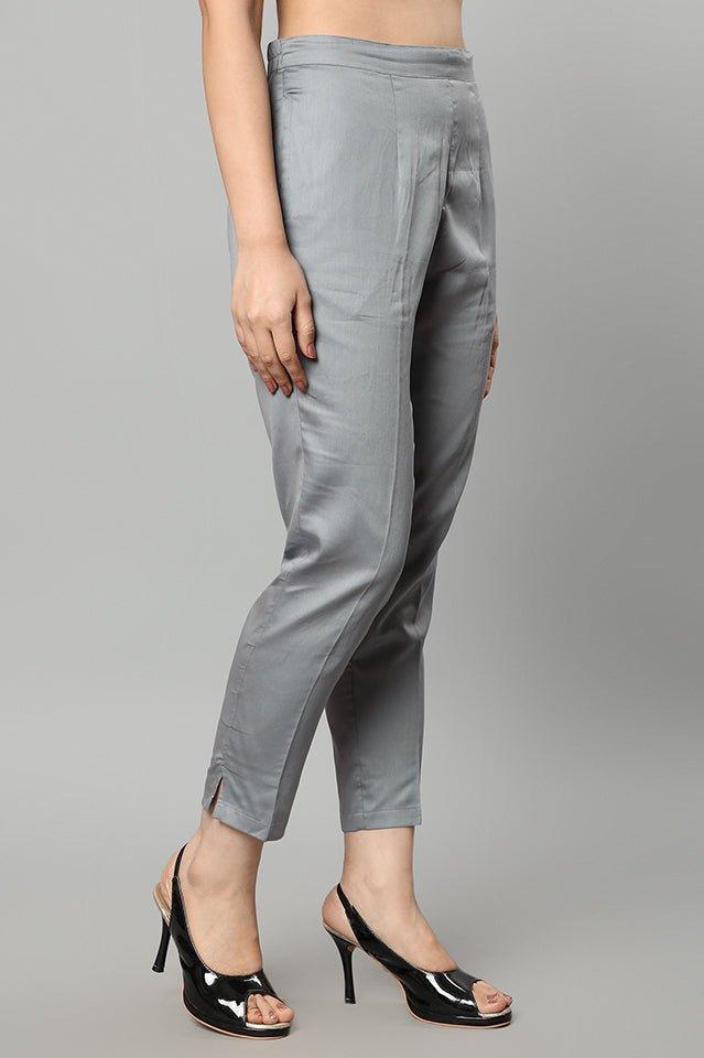 Dark Gray Straight Fit Gray Drainpipe Pants