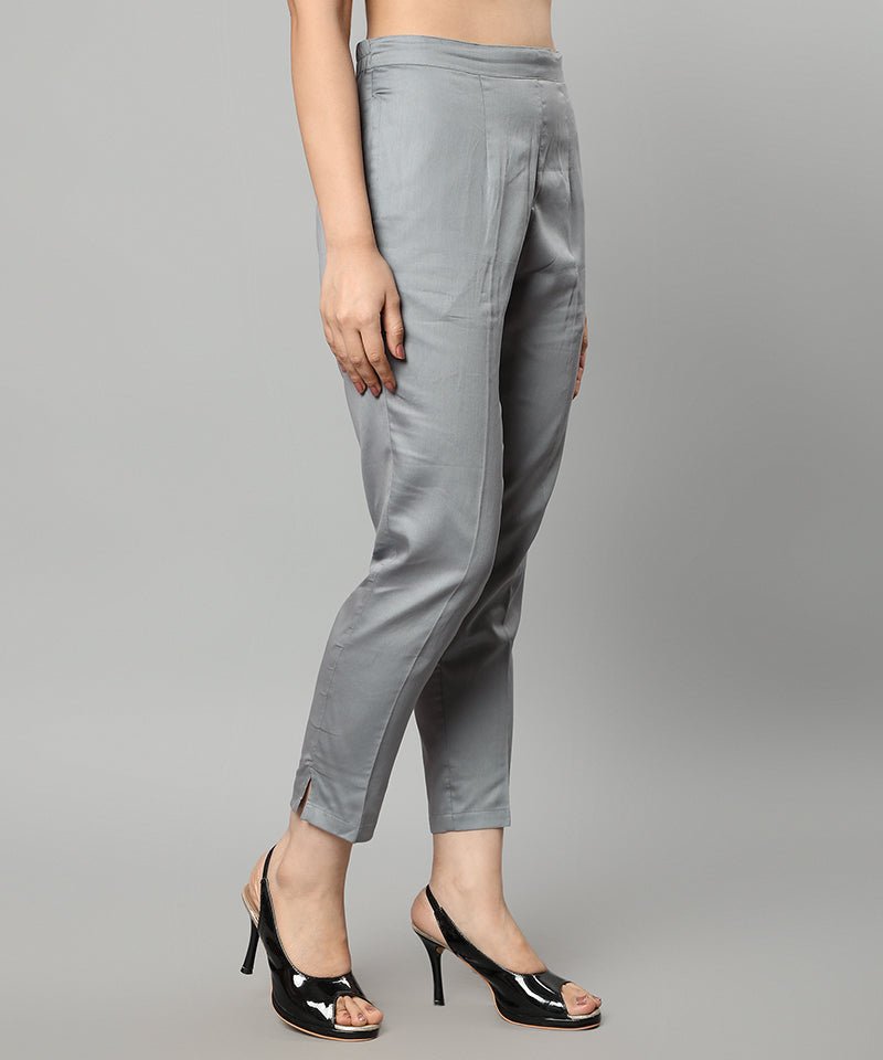 Dark Gray Straight Fit Gray Drainpipe Pants