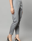 Dark Gray Straight Fit Gray Drainpipe Pants