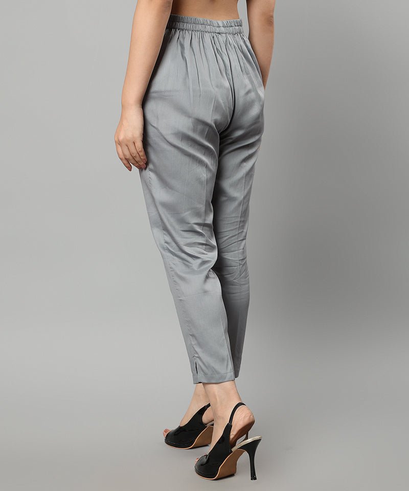 Light Slate Gray Straight Fit Gray Drainpipe Pants