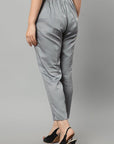 Light Slate Gray Straight Fit Gray Drainpipe Pants