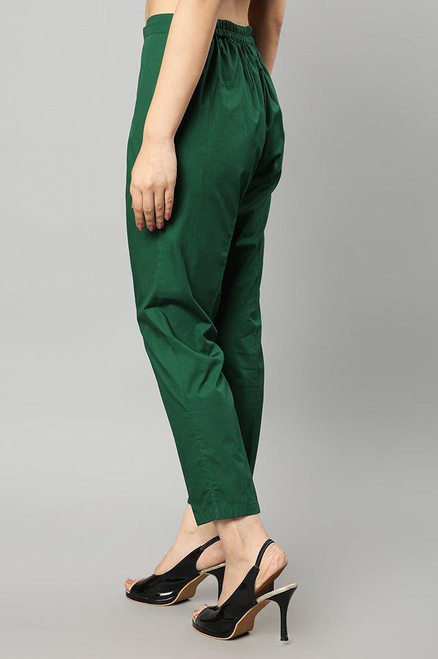 Dark Slate Gray Straight Fit Green Drainpipe Pants