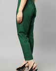 Dark Slate Gray Straight Fit Green Drainpipe Pants