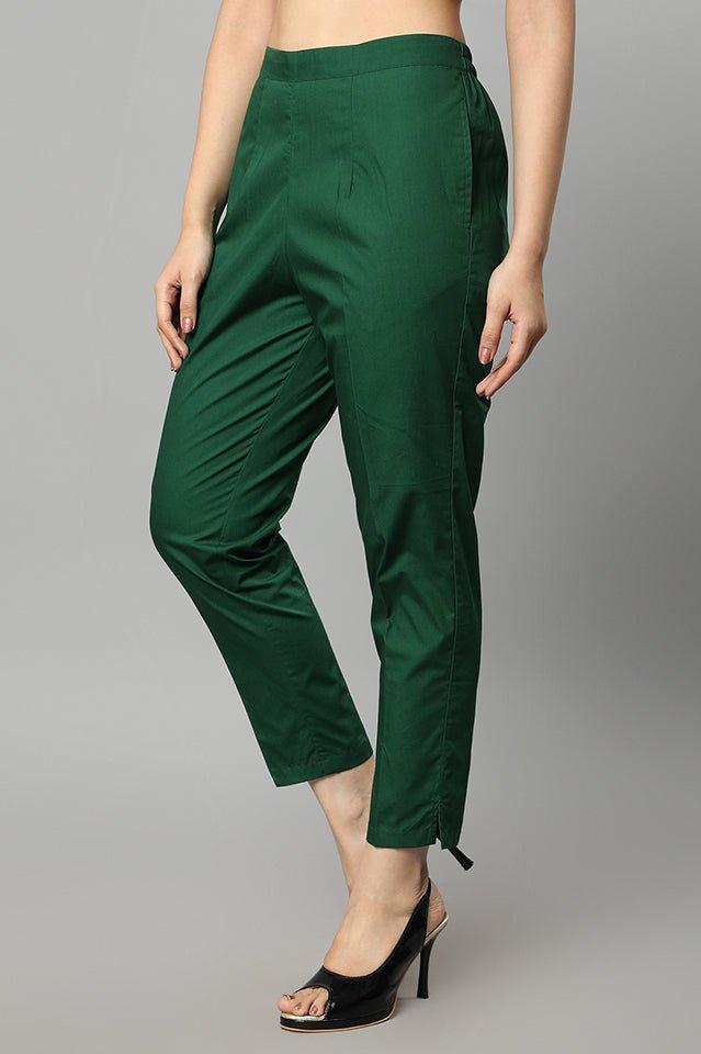 Dark Slate Gray Straight Fit Green Drainpipe Pants