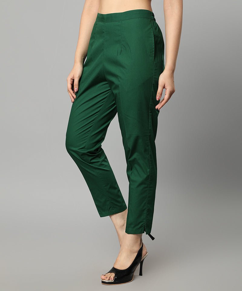 Dark Slate Gray Straight Fit Green Drainpipe Pants