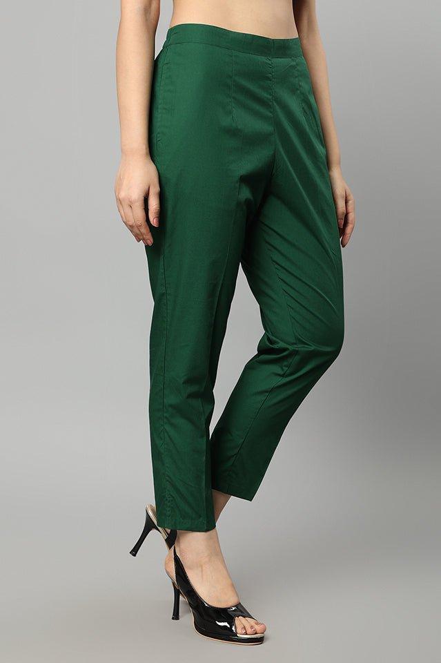 Dark Slate Gray Straight Fit Green Drainpipe Pants